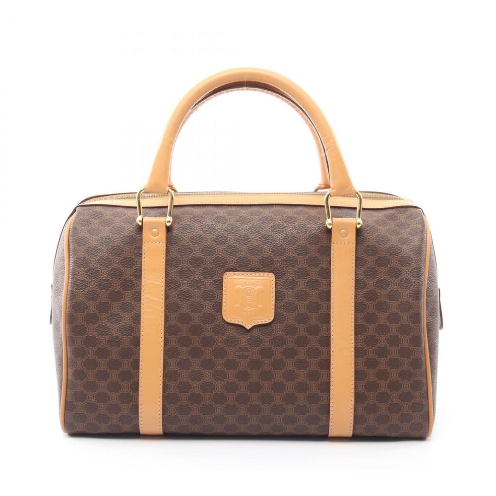 Celine Macadam Handbag, Coated Canvas Leather, Women's, Brown/Beige
